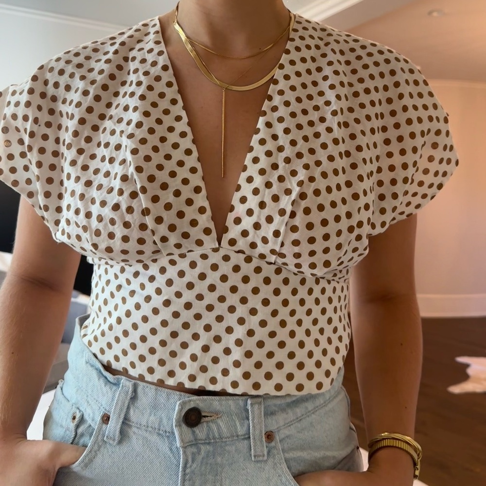 Zara plunge polka dot top